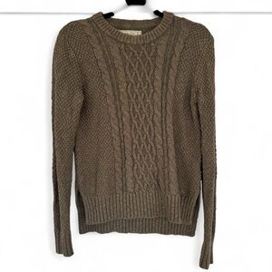 Abercrombie & Fitch Olive Green Fisherman Style Cable Knit Sweater Small